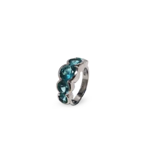 Blauer Ring mit 5 Diamanten
