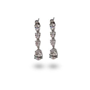 Ohrringe mit 4 klaren Diamanttropfen